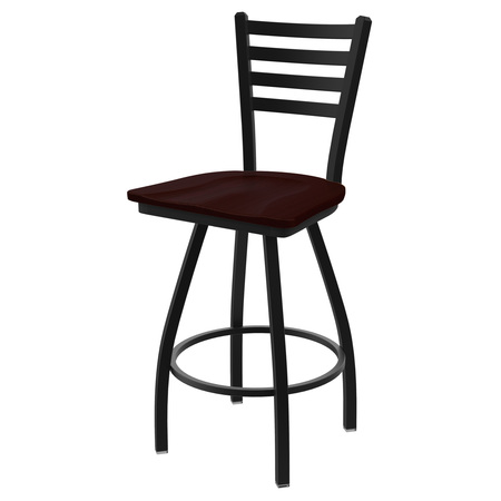 HOLLAND BAR STOOL CO 36" Swivel X-Tall Bar Stool, Black Wrinkle, Dark Cherry Oak Seat X410